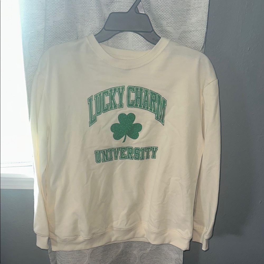 Celebrate It Cream and Green Crew Neck Sweater